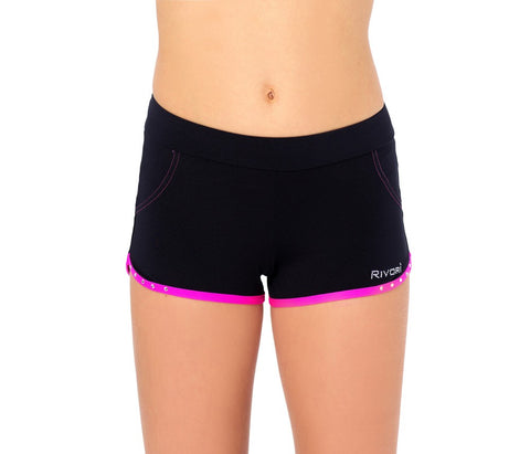 SHORTS WITH COLORED EDGE AND CRYSTALS